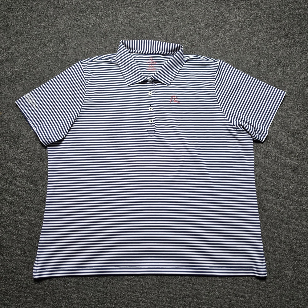 Rhoback Performance Polo Navy White Striped Womens XXL Short Sleeve Stretch Golf